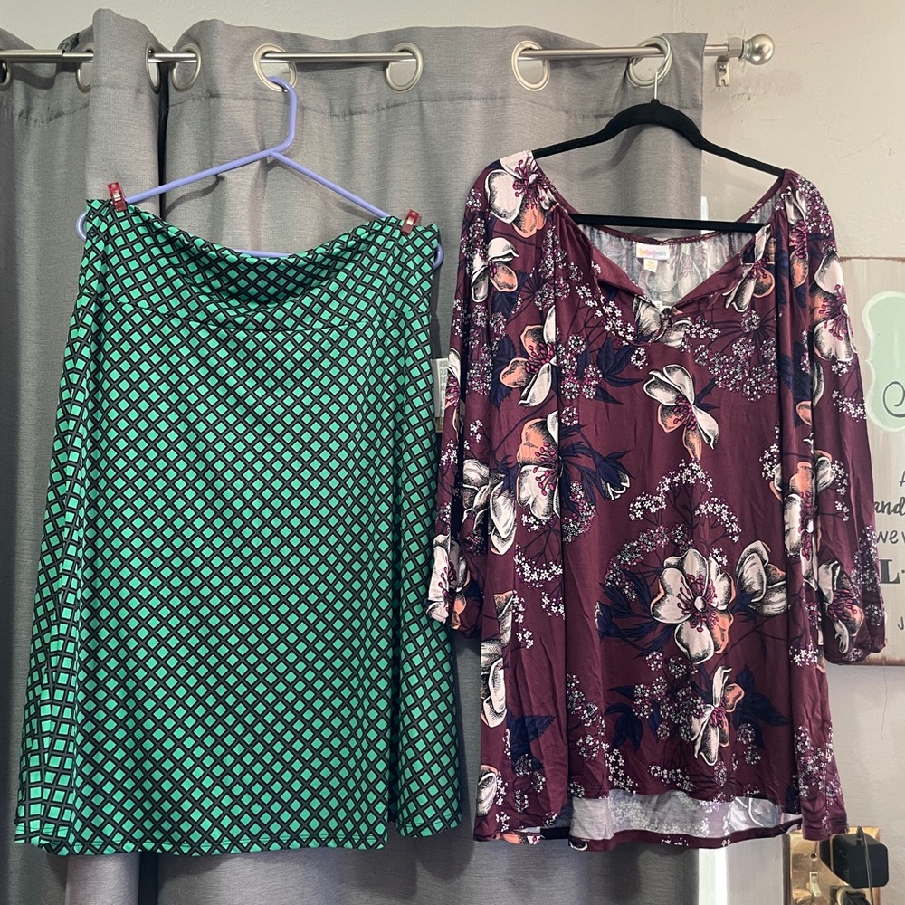 LuLaRoe Azure Skirt and Debra Top NWT